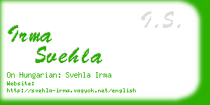 irma svehla business card